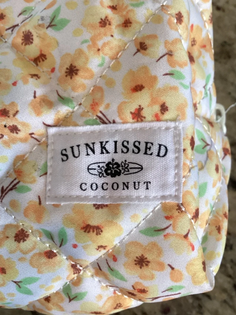 Sunkissed Coconut Yellow Floral Quilted Cosmetic Pouch